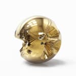 gold chrome resin geometric sphere sculpture art