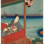 Utagawa Kunisada (1786–1865), The kabuki actors Onoe Baiko III as the ghost of Kasane, ‘Kasane no shiryo’ (R), actor Ichimura...