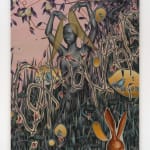 László von Dohnányi, Purple flowers with a yellow light, 2023