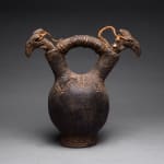 Grasslands Terracotta Vessel with Two Spouts and Bird-Headed Stoppers, 20th Century CE