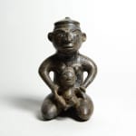 Kneeling Male With Child Sculpture, 500 CE - 800 CE