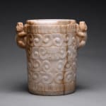 Mayan Marble Cylindrical Vase with Jaguar Handles, 500 CE - 900 CE