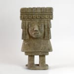 Aztec Stone Figure Wearing an Ornate Headdress, 1300 CE - 1550 CE