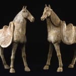 Pair of Tang Sculptures of Horses with Removeable Saddles, 618 CE - 906 CE