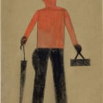 Bill Traylor, Untitled (Man with Red Top and Umbrella)