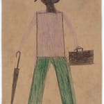 Bill Traylor, Untitled (Man with Red Top and Umbrella)