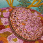 Richard Wastell, My happiness. Green-gold algae painting, 2024