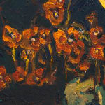 Ken Taylor Reynaga, Man with Flowers (full moon), oil on canvas, Brigade Gallery