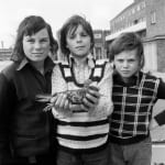 Daniel Meadows, National Portrait (Three Boys and a Pigeon), 1974