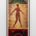 Framed print by Alexi Marshall which features a mangrove root depicted as a person floating with a wolf beneath. Text above.
