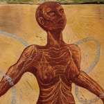 Detail of a woman in an Alexi Marshall print.