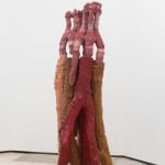 Red, pink and brown sculpture by Andrew Sabin