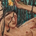 Detail of torso of a woman in Alexi Marshall print
