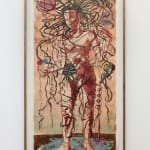 Female figure standing on a puddle in a print by Alexi Marshall