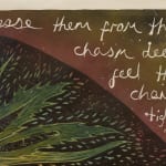 Detail of plant and text in Alexi Marshall's print