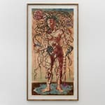 Female figure standing on a puddle in a print by Alexi Marshall titled La Terra Toma