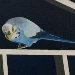 Detail of blue bird in a painting by Alan Stanners