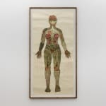Framed white and brown print with human figure by Alexi Marshall