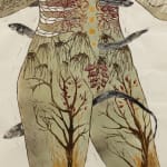 Detail of human figure with vegetal forms and eel by Alexi Marshall