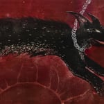 Detail of a wolf in an Alexi Marshall print.