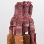 Detail of pink and brown sculpture by Andrew Sabin