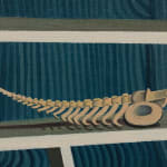 Detail of skeleton in a painting by Alan Stanners