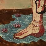 Detail of foot in a puddle in La Terra Toma by Alexi Marshall