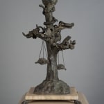 Chiurazzi Foundry, A Large Bronze Lantern, modelled as an oak tree on a stone and animal figures, Naples late 19th/early...