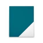 Gerold Miller’s Set c24 (2024), a minimalist artwork featuring a teal rectangular surface with a white diagonal segment, crafted in lacquered aluminum.