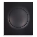 Black anodised aluminium relief sculpture by Damien Bénéteau, featuring a central circular form emerging from a flat surface.