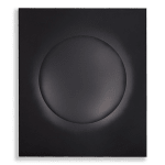 Black anodised aluminium relief sculpture by Damien Bénéteau, featuring a central circular form emerging from a flat surface.