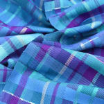 Jennifer Shellard, Sunset - Blues, Greys, Navy, Orange Gradating Stripes, Scallop Edge, 2022