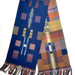 Jennifer Shellard, Sunset - Blues, Greys, Navy, Orange Gradating Stripes, Scallop Edge, 2022