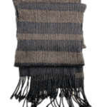 Deb King, Soft Pleated Woven Scarf –Dark Navy with Yellow stripes,, 2022