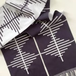 Jennifer Shellard, Sunset - Blues, Greys, Navy, Orange Gradating Stripes, Scallop Edge, 2022