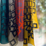 Alison White, Sophie Wool Fino Scarf - Petrol, Yellow, Blush, 2022