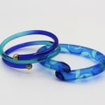 Marlene McKibbin, Acrylic Bangle with Silver Beads - Ocean Blues, 2025