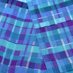 Jennifer Shellard, Sunset - Blues, Greys, Navy, Orange Gradating Stripes, Scallop Edge, 2022