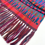 Jennifer Shellard, Sunset - Blues, Greys, Navy, Orange Gradating Stripes, Scallop Edge, 2022