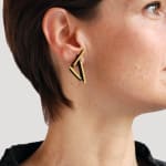 Tania Clarke Hall, Earrings - Rectangular Studs - Black/Gold & Red, 2017