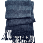 Deb King, Soft Pleated Woven Scarf –Dark Navy with Yellow stripes,, 2022