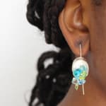 Kelvin J Birk, Earrings Freeform with Blue Coloured Diamonds, 2023