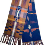 Jennifer Shellard, Sunset - Blues, Greys, Navy, Orange Gradating Stripes, Scallop Edge, 2022