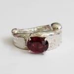 Kelvin J Birk, Boxcast silver ring with ruby crystal