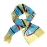 Alison White, Sophie Wool Fino Scarf - Petrol, Yellow, Blush, 2022