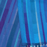 Jennifer Shellard, Sunset - Blues, Greys, Navy, Orange Gradating Stripes, Scallop Edge, 2022