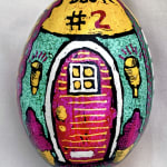 Roz Chast Door, 2020 eggshell, dye and polyurethane 2.25 x 1. 625 inches (CHAST 158)