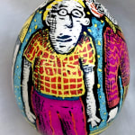 Roz Chast Four Tall Men, 2020 eggshell, dye and polyurethane 2.25 x 1. 625 inches (CHAST 156)