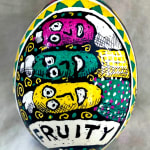 Roz Chast Good n Fruity, 2020 eggshell, dye and polyurethane 2.25 x 1. 625 inches (CHAST 20)