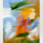 abstract image in orange, blue, green and yellow